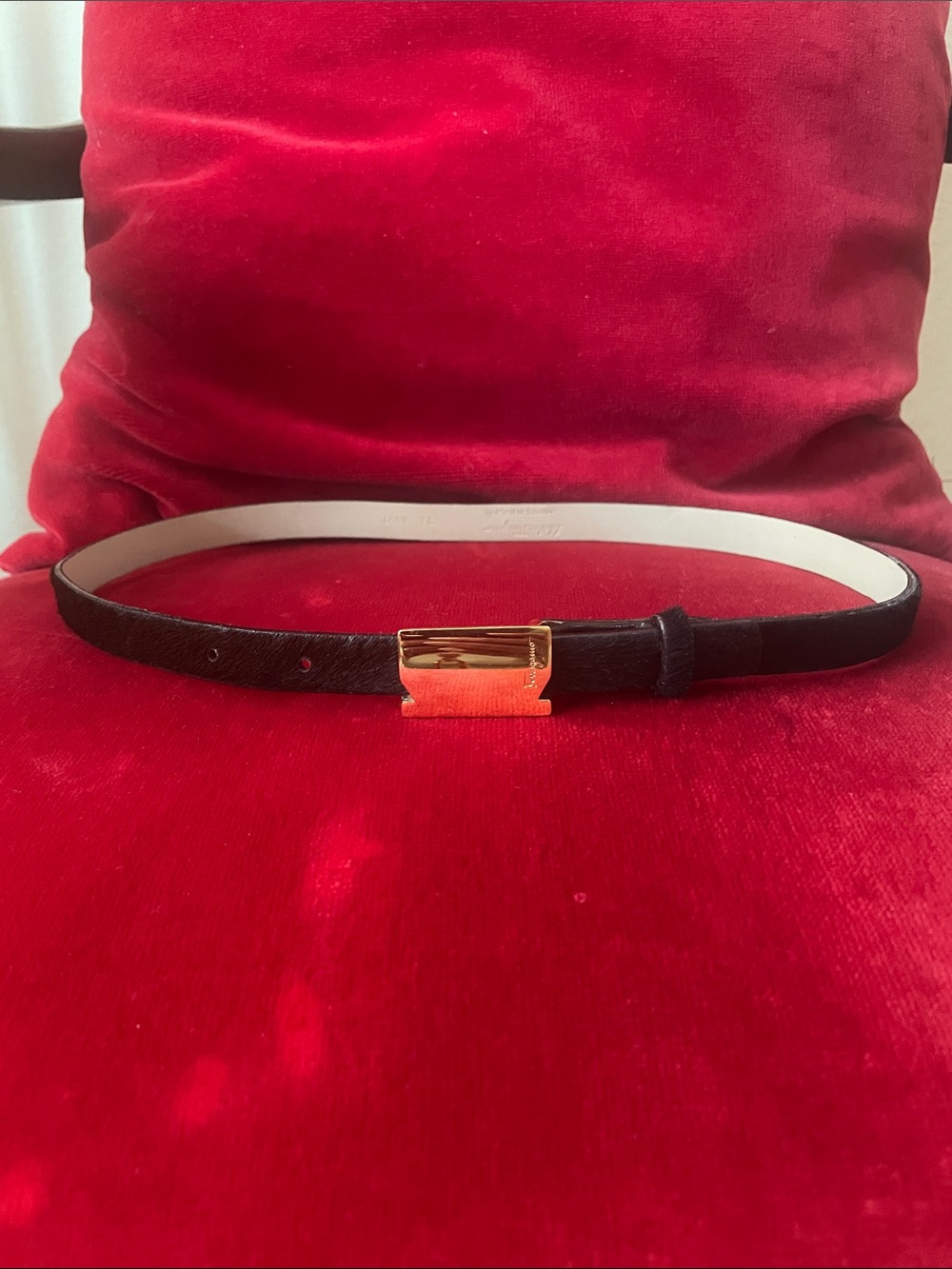 Salvatore Ferragamo pony hair Leather Belt with Embossed Logo